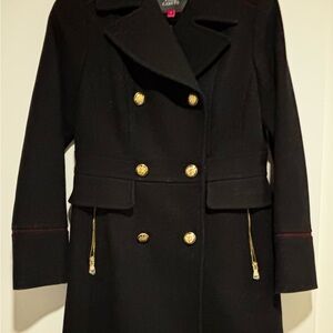 Vince Camuto Black and Gold Peacoat with Tailored Silhouette